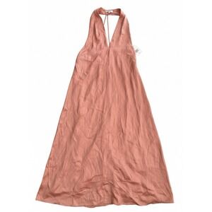 NWT By Anthropologie Womens Halter Silky Midi Dress Size XXS Peachy Boho A-Line